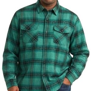 Canyon River Blues Men's Plaid Flannel Long Sleeve Button Up Shirt Large Grunge